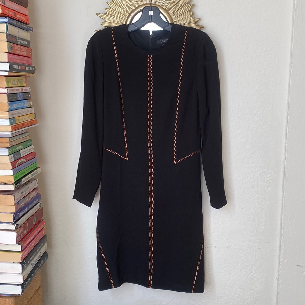 Rag & Bone Long Sleeve Mini Dress Contrast Stitching Size 2
